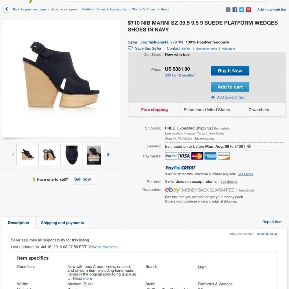 Marni black suede wedge platform heels
